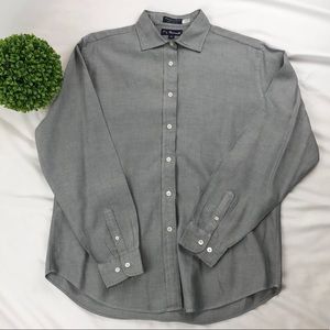 Women’s Facconable shepherd check button down shirt black white XL